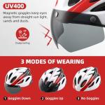 AUMENTAR Adult Bike Helmet, Bicycle Helmet with Rear LED Light & Detachable Magnetic Goggles,Cycling Helmet Adjustable for Men Women E Bike Electric Scooter Mountain & Road (Gradient White)