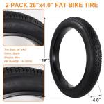 RUHUO 2-Pack 26x4.0 Fat Bike Tire, 26 Inch Mountain Bike Tires & Tubes Set, Folding Replacement Bicycle Tires with Tire Levers for Off-Road Bike and Ebike (Black)