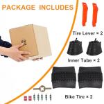 RUHUO 2-Pack 26x4.0 Fat Bike Tire, 26 Inch Mountain Bike Tires & Tubes Set, Folding Replacement Bicycle Tires with Tire Levers for Off-Road Bike and Ebike (Black)