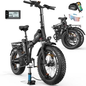 GLOBALKEEP 48V 25AH Fat Tire Electric Bike for Adults, UL2849 Certified 90% Pre-Assembled Folding E-Bike with Removable Battery & Cargo Rack