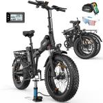 GLOBALKEEP 48V 25AH Fat Tire Electric Bike for Adults, UL2849 Certified 90% Pre-Assembled Folding E-Bike with Removable Battery & Cargo Rack