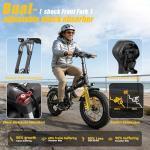 GLOBALKEEP 48V 25AH Fat Tire Electric Bike for Adults, UL2849 Certified 90% Pre-Assembled Folding E-Bike with Removable Battery & Cargo Rack