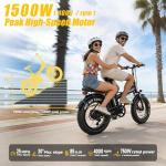 GLOBALKEEP 48V 25AH Fat Tire Electric Bike for Adults, UL2849 Certified 90% Pre-Assembled Folding E-Bike with Removable Battery & Cargo Rack