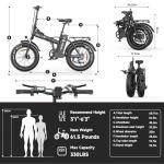 GLOBALKEEP 48V 25AH Fat Tire Electric Bike for Adults, UL2849 Certified 90% Pre-Assembled Folding E-Bike with Removable Battery & Cargo Rack