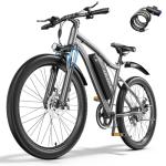 Electric Bike for Adults, 26" Commuter Ebikes with 7-Speed Gears, 25MPH Lightweight E Bike, 720W Peak Motor, 375Wh Removable Battery, 50 Miles Range, Electric Mountain Bicycle for All Terrain (Gray)
