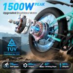 RegalRider Electric Mountain Bike for Adults, 1500W Peak 72Miles + 28 MPH, 26"x4" All-Terrain Fat Tire E Bike with Removable Battery, 7 Speed Front Suspension, Dual Brake, LCD & Horn(TUV & UL2849)