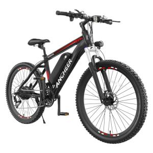 ANCHEER Electric Bike for Adults, 26" 750W Peak Electric Bicycle, 22 MPH Ebike, 48V 10.4AH Removable Battery, 21-Speed Mountain E-Bike, Lockable Suspension Fork, UL2849 Compliant Commuting Ebike Red