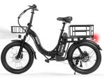 Elecby 1200W Peak Folding Electric Bike for Adults, 28MPH 48V 10.4Ah Removable Battery, 55-Mile Range, 20"x3" Fat Tire, Step-Thru Ebike with Basket 7-Speed – Commuter E-Bike Black with Front & Basket