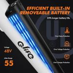 Qlife Cityone 48V Step-Through Electric Bike for Adults & Teens, Long-Range Commuter Ebike, Up to 25 MPH Faster Ride, Extended Battery, 26-Inch Tires, 7-Speed, White