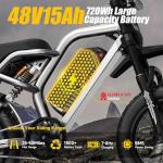 HiKeep Electric Bike for Adults - 1500W Peak Motor, 48V15Ah Battery, 25MPH Fat Tire Ebike with Dual Suspension, 16 × 3.0 Inch All-Terrain Tires, Dual Mechanical Disc Brake, Safety Tested to UL 2849