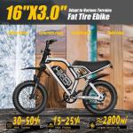 HiKeep Electric Bike for Adults - 1500W Peak Motor, 48V15Ah Battery, 25MPH Fat Tire Ebike with Dual Suspension, 16 × 3.0 Inch All-Terrain Tires, Dual Mechanical Disc Brake, Safety Tested to UL 2849