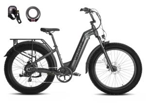 VELOWAVE Electric Bike 26" Fat Tire Ebike Electric Bike for Adults with Peak 1200W Brushless Motor 47.79V 14.4AH Removable LG Cell Battery Step-Thru E Bike Shimano 7-Speed with Lock& Bell