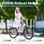 LIONLAND 26" Electric Bike for Adult,1000W Peak, up 80 Miles Removable Battery Ebike,Adult Electric Bicycles for All Terrain,Men Women EBike, 7-Speed