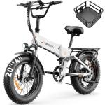 Jasion X-Hunter Foldable Electric Bike, 1400W Peak Motor, 30MPH Max Speed 70+ Miles, 48V 13AH Removable Battery, Full Suspension System, 20''*4.0 Fat Tire Ebike For Adults, 7-Speed Bicycle with Basket