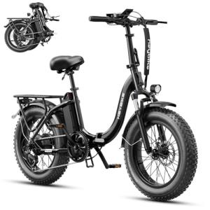 Heybike Ranger 2.0 Electric Bike for Adults, 1400W Peak Motor Ebike, 20'' Fat Tire Step-Thru E Bike with 600Wh Removable Battery, Up to 28MPH & 60 Miles, All-Terrain Folding Electric Bicycle–Black