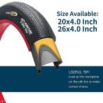 SIMEIQI 20"X4.0" Inch E-Bike Fat Bike 1 Tire and 1 Inner Tube Electric Tricycle Tyres Foldable Replacement Tire for City Commuter Ebike Street Road Pavement Park or Urban Mountain Bicycle