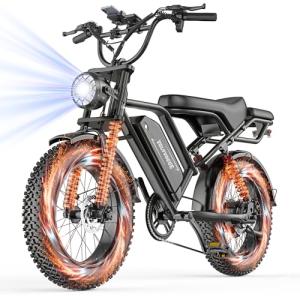 VOLTVOGUE Electric ebike | Full Suspension | Peak 1500w Motor | 31MPH Top Speed | Range 40-70 Miles | 48V 960Wh Removable Battery | LED Headlights | 20-Inch All-Terrain Fat Tires |