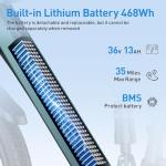 Aairsk Electric Bike 24", 23Mph Speed 13Ah Battery & 750W Peak Motor, 21-Speed & Dual Suspension, Max Range 40 Miles, Electric Mountain Bicycle for Adults (24 Inch GT900, Cyan)