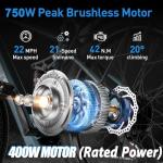 Aairsk Electric Bike 24", 23Mph Speed 13Ah Battery & 750W Peak Motor, 21-Speed & Dual Suspension, Max Range 40 Miles, Electric Mountain Bicycle for Adults (24 Inch GT900, Cyan)