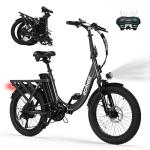 ACTBEST Mars Electric Bike for Adults, 20'' Fat Tire Folding Ebike with Peak 1200W Motor, 7 Speed 28MPH, 48V 499Wh Removable Battery Max Range 55 Miles, Foldable Electric Bicycle,Black