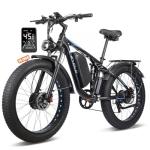 E·Bycco 6000W Peak Dual Motor Electric Bike for Adults, 52V 32AH Battery, Max 40-45MPH &100Miles, Full Suspension, Hydraulic Brake, Fat Tire E-Bikes for Men Women (Blue/Black, 26in)