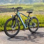 Aairsk Electric Bike 24", 23Mph Speed 13Ah Battery & 750W Peak Motor, 21-Speed & Dual Suspension, Max Range 40 Miles, Electric Mountain Bicycle for Adults (24 Inch GT900, Cyan)