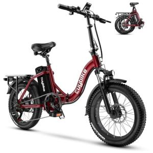 Folding Electric Bike for Adults with Peak 1000W Motor, 48V 20AH Battery up to 30MPH 80 Miles, 20" Fat Tire All Terrain Ebike, Front Suspension 7-Speed Commuter E Bike Purple, Step-Thru, UL Certified