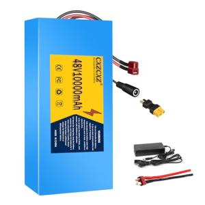 CXZCXZ 48V Ebike Battery, Lithium Battery with XT60 Connector, Compatible with E-Bikes, Scooters, ATVs, Motorcycles and More, for 200-1000W Motor（48V10AH(250W-1000W)