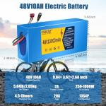 CXZCXZ 48V Ebike Battery, Lithium Battery with XT60 Connector, Compatible with E-Bikes, Scooters, ATVs, Motorcycles and More, for 200-1000W Motor（48V10AH(250W-1000W)