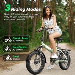 Foldable Electric Bike for Adults, 30+MPH, 48V 20Ah Removable Battery up to 80Miles, 20" Fat Tire 1000W Dirt Ebike Adult Electric Bicycle for City Commute Beach Mountain Flat Tube E Bike Grass-green