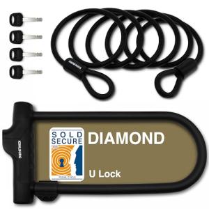 KOHLBURG U-Lock with Highest Security Sold Secure Diamond Certified - Large 13.5" x 6.7" Heavy Duty Anti Theft Bike u Lock with 67” Steel Cable, 4 Keys, Bracket - ulock for ebike Bicycle & Scooter