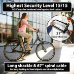 KOHLBURG U-Lock with Highest Security Sold Secure Diamond Certified - Large 13.5" x 6.7" Heavy Duty Anti Theft Bike u Lock with 67” Steel Cable, 4 Keys, Bracket - ulock for ebike Bicycle & Scooter