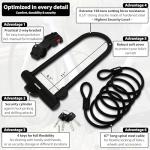KOHLBURG U-Lock with Highest Security Sold Secure Diamond Certified - Large 13.5" x 6.7" Heavy Duty Anti Theft Bike u Lock with 67” Steel Cable, 4 Keys, Bracket - ulock for ebike Bicycle & Scooter