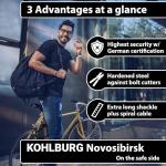 KOHLBURG U-Lock with Highest Security Sold Secure Diamond Certified - Large 13.5" x 6.7" Heavy Duty Anti Theft Bike u Lock with 67” Steel Cable, 4 Keys, Bracket - ulock for ebike Bicycle & Scooter