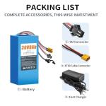 SOLLVIE 36V/48V 8Ah 20Ah Lithium Battery Pack Built-in 30A BMS, Includes 2A Charger, XT60 SM Connector, Rechargeable Battery for DIY Projects