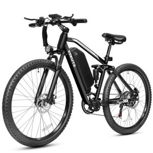 ESKUTE M200F Electric Bike for Adults – 27.5 inch Tire Full Suspensions Mountain E-Bike, 1500W Peak Motor 31MPH, 48V 20.8Ah Removable Battery, Up to 80 Miles, Step Over E-MTB, NFC Unlock, Black
