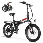 Vivi Folding Electric Bike for Adults, 20" x 2.4 Fat Tire Ebike, Peak 1000W Foldable Electric Bicycle, 22MPH Commuter E-Bike with 48V Removable Battery, 7 Speed, SGS Certified to UL2849