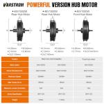 Varstrom 48V 1000W 1500W Rear & Front Hub Motor Kit - Ebike Conversion Kit for 26"/27.5"/28"/29"/700C Front Rear Wheel,Electric Bike Conversion Set with Display & Ebike Battery (Optional)