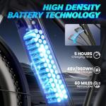 SISIGAD Electric Bike for Adults,1500 W(Peak) Motor, Speed Can Reach 28 mph, 48V Battery, Max Travel 60 Miles Electric Mountain Bike, Equipped with 26 * 4.0" Fat Tire,7-Speed Ebike（White Gray）