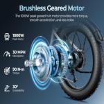 SISIGAD Electric Bike for Adults,1500 W(Peak) Motor, Speed Can Reach 28 mph, 48V Battery, Max Travel 60 Miles Electric Mountain Bike, Equipped with 26 * 4.0" Fat Tire,7-Speed Ebike（White Gray）