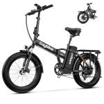 Foldable Electric Bike for Adults, 30+MPH, 48V 20Ah Removable Battery up to 80Miles, 20" Fat Tire 1000W Dirt Ebike Adult Electric Bicycle for City Commute Beach Mountain Flat Tube E Bike Black