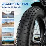 SISIGAD Electric Bike for Adults,1500 W(Peak) Motor, Speed Can Reach 28 mph, 48V Battery, Max Travel 60 Miles Electric Mountain Bike, Equipped with 26 * 4.0" Fat Tire,7-Speed Ebike（White Gray）