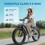 SISIGAD Electric Bike for Adults,1500 W(Peak) Motor, Speed Can Reach 28 mph, 48V Battery, Max Travel 60 Miles Electric Mountain Bike, Equipped with 26 * 4.0" Fat Tire,7-Speed Ebike（White Gray）