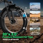 Foldable Electric Bike for Adults, 30+MPH, 48V 20Ah Removable Battery up to 80Miles, 20" Fat Tire 1000W Dirt Ebike Adult Electric Bicycle for City Commute Beach Mountain Flat Tube E Bike Black