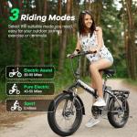 Foldable Electric Bike for Adults, 30+MPH, 48V 20Ah Removable Battery up to 80Miles, 20" Fat Tire 1000W Dirt Ebike Adult Electric Bicycle for City Commute Beach Mountain Flat Tube E Bike Black