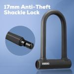 Corki Bike Lock Heavy Duty Anti Theft U Lock with 5ft Security Cable and Keys 17mm Schackle Electric Scooter Lock, Bicycle Lock with Mounting Bracket for Ebike Motorcycle -Black