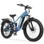 ESKUTE Electric Bike for Adults - 48V20.8Ah Battery Ebike up to 80 Miles, Peak 1500W Brushless Motor, 32MPH, 26x4.0 Fat Tire Step-Over Mountain Ebike, Full Suspensions E-Bike， Blue