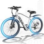 X-koala 26" Electric Bike for Adults Teens Ebike with 4 Modes & 7-Speed,UL2849 Certified,1200W Peak Motor,28Mph & 50Miles,Internal Battery,Shock Absorber,City Commuter (Silver-10Ah Battery)