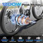 X-koala 26" Electric Bike for Adults Teens Ebike with 4 Modes & 7-Speed,UL2849 Certified,1200W Peak Motor,28Mph & 50Miles,Internal Battery,Shock Absorber,City Commuter (Silver-10Ah Battery)