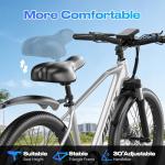 X-koala 26" Electric Bike for Adults Teens Ebike with 4 Modes & 7-Speed,UL2849 Certified,1200W Peak Motor,28Mph & 50Miles,Internal Battery,Shock Absorber,City Commuter (Silver-10Ah Battery)